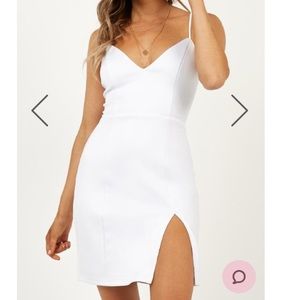 NWT never worn white spaghetti strap dress w/slit